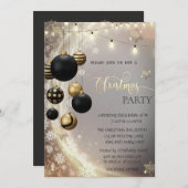Gold Snowflakes,Black Balls,Lights Christmas  Kaart (Voorkant / Achterkant)