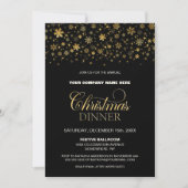 Gold Snowflakes Black Corporate-kerstdiner Kaart (Voorkant)