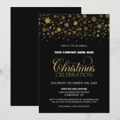 Gold Snowflakes Black Corporate Kerstparty Kaart (Voorkant / Achterkant)