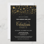 Gold Snowflakes Black Corporate Kerstparty Kaart (Voorkant)