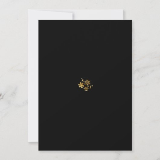 Gold Snowflakes Black-kerstdiner Kaart (Achterkant)