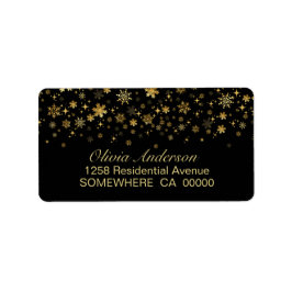 Gold Snowflakes Black Return-adres Etiket
