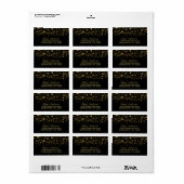 Gold Snowflakes Black Return-adres Etiket (Full Sheet)