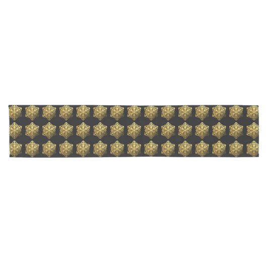 Gold Snowflakes Black Table Runner Korte Tafelloper (Horizontaal)
