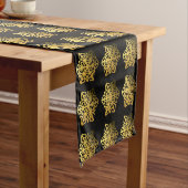 Gold Snowflakes Black Table Runner Korte Tafelloper (Voorbeeld)