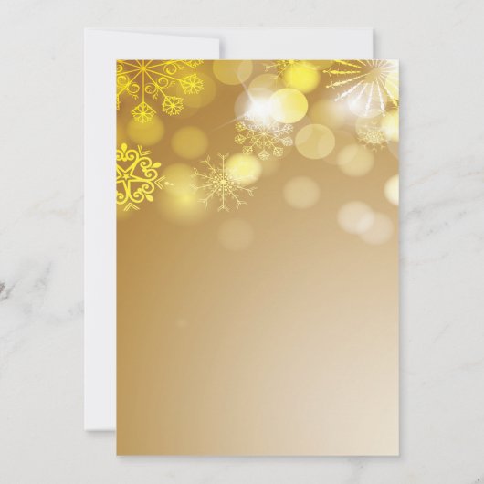 Gold Snowflakes Bokeh Holiday Party Uitnodiging (Achterkant)