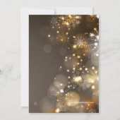 Gold Snowflakes & Bokeh Lights Holiday Uitnodiging (Achterkant)