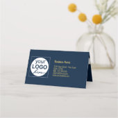 Gold Snowflakes Bow Blue-kerstkaart Plaatskaartje (Achterkant)