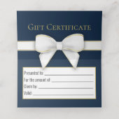 Gold Snowflakes Bow Blue-kerstkaart Plaatskaartje (Binnenkant ongevouwen)