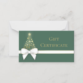 Gold Snowflakes Bow Green kerstboomkaartje Plaatskaartje