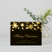 Gold Snowflakes Company Kerstgroet Folie Feestdagen Briefkaart (Staand Voorkant)