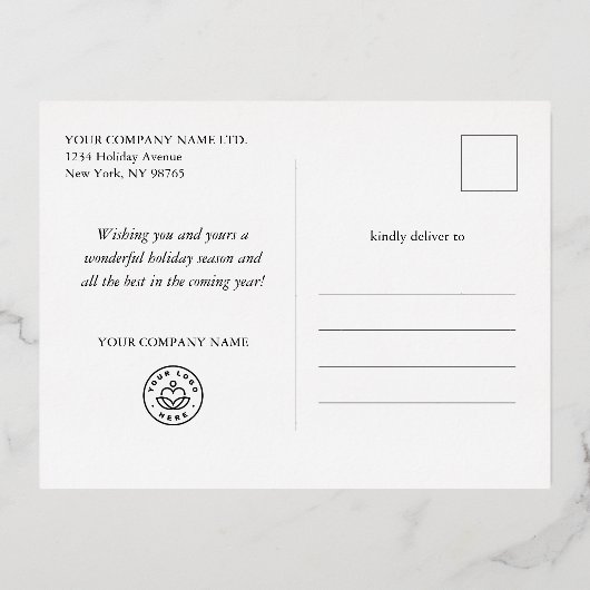 Gold Snowflakes Company Kerstgroet Folie Feestdagen Briefkaart (Achterkant)