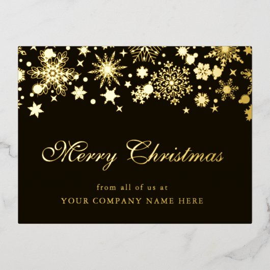 Gold Snowflakes Company Kerstgroet Folie Feestdagen Briefkaart (Voorkant)