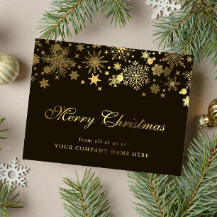 Gold Snowflakes Company Kerstgroet Folie Feestdagen Briefkaart