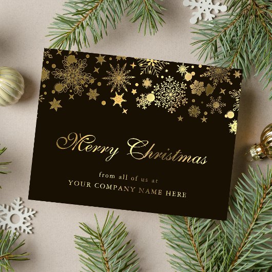 Gold Snowflakes Company Kerstgroet Folie Feestdagen Briefkaart