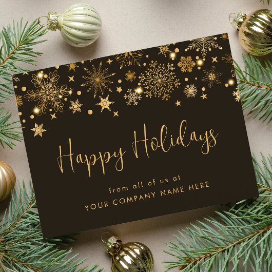 Gold Snowflakes Corporate kerstgroet Briefkaart