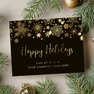 Gold Snowflakes Corporate kerstgroet Folie Feestdagen Briefkaart