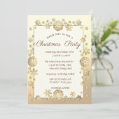 Gold Snowflakes Corporate Kerstparty Kaart (Staand voorkant)