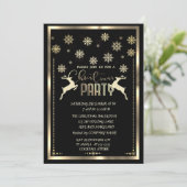 Gold Snowflakes, Deer Black Company kerstparty Kaart (Staand voorkant)