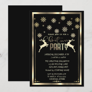 Gold Snowflakes, Deer Black Company kerstparty Kaart