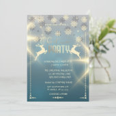 Gold Snowflakes, Deers Company Kerstparty Kaart (Staand voorkant)