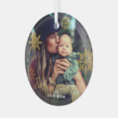 Gold Snowflakes eerste kerstmis als foto van mama Glas Ornament (Voorkant links)