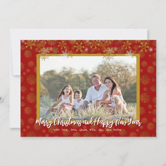 Gold Snowflakes Flat-kerstkaarten Kaart (Voorkant)