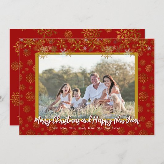 Gold Snowflakes Flat-kerstkaarten Kaart (Voorkant / Achterkant)