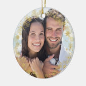 Gold Snowflakes Foto met kerstmis Lijst Keramisch Ornament (Links)