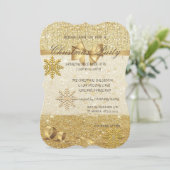 Gold Snowflakes, glittery, Enterprise-kerstparty Kaart (Staand voorkant)