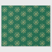 Gold Snowflakes Green Kerstfeestdag cadeau Cadeaupapier (Vlak)