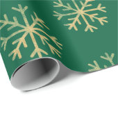 Gold Snowflakes Green Kerstfeestdag cadeau Cadeaupapier (Rol Hoek)