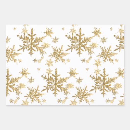 Gold Snowflakes Holiday Inpakpapier Vel (Voorkant 2)