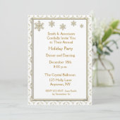 Gold Snowflakes Holiday Party Uitnodiging (Staand voorkant)