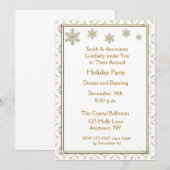 Gold Snowflakes Holiday Party Uitnodiging (Voorkant / Achterkant)