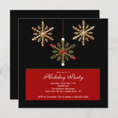 Gold Snowflakes Holiday Party Uitnodiging (Voorkant / Achterkant)