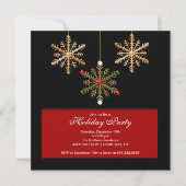 Gold Snowflakes Holiday Party Uitnodiging (Voorkant)