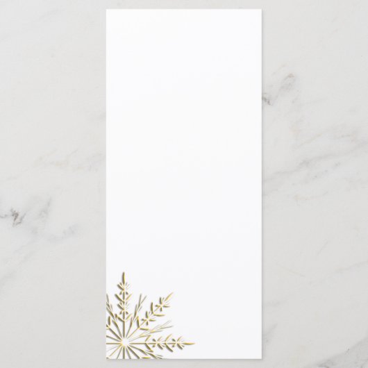 Gold Snowflakes in het White Winter Wedding Menu (Achterkant)
