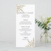 Gold Snowflakes in het White Winter Wedding Menu (Staand voorkant)