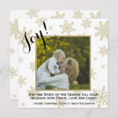 Gold Snowflakes Joy Square Kaart voor kerstfoto's (Voorkant / Achterkant)