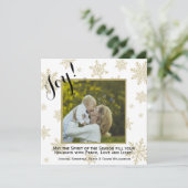 Gold Snowflakes Joy Square Kaart voor kerstfoto's (Staand voorkant)