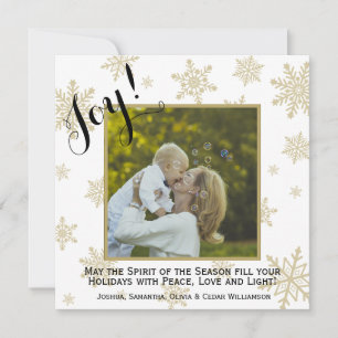 Gold Snowflakes Joy Square Kaart voor kerstfoto's