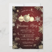 Gold Snowflakes, kerstballen Red Company Party Kaart (Voorkant)