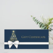 Gold Snowflakes kerstboomblauw cadeaukaart (Staand voorkant)