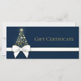 Gold Snowflakes kerstboomblauw cadeaukaart