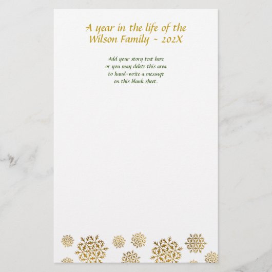Gold Snowflakes kerstbriefpapier Briefpapier (Voorkant)