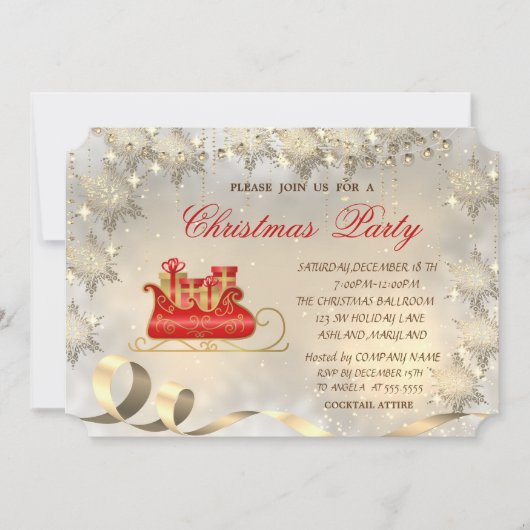 Gold Snowflakes, kerstkledij Kaart (Voorkant)