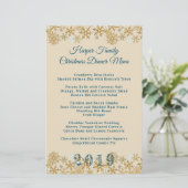 Gold Snowflakes Kerstmis menu Sjabloon (Staand voorkant)