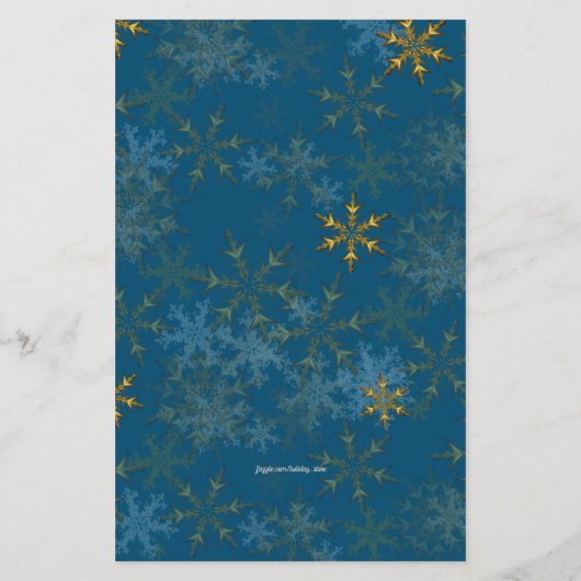 Gold Snowflakes Kerstmis menu Sjabloon (Achterkant)