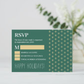 Gold Snowflakes, kersttSVP RSVP Kaartje (Staand voorkant)